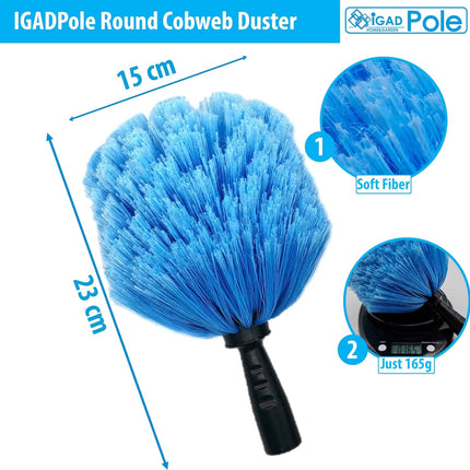 6m (20ft)Telescopic High Reach Extension Pole with Extending Round Cobweb Duster