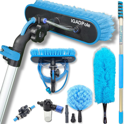 IGADPole 24ft (7m) Washing Kit: Water-fed Brush, Soap Dispenser and hose tap