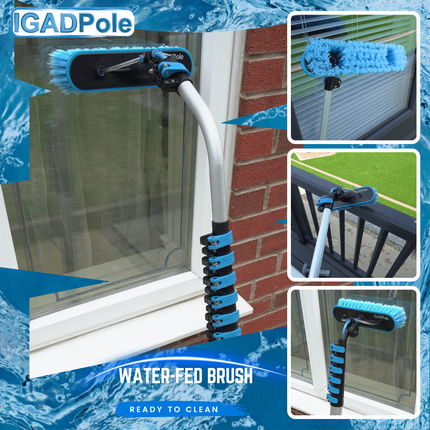 IGADPole 12ft (3.6m) Washing Kit: Water-fed Brush, Soap Dispenser and hose tap