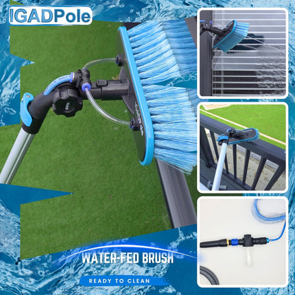 IGADPole 24ft (7m) Washing Kit: Water-fed Brush, Soap Dispenser and hose tap