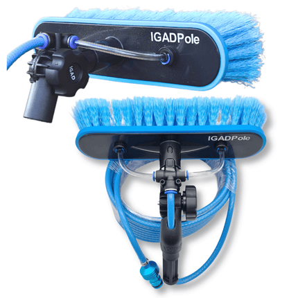 IGADPole 10"(25cm) Soft Bristle Water-Fed Brush Only, 30ft(10m) Long Light Hose, ACME and IGAD new Connector compatible (no pole included)