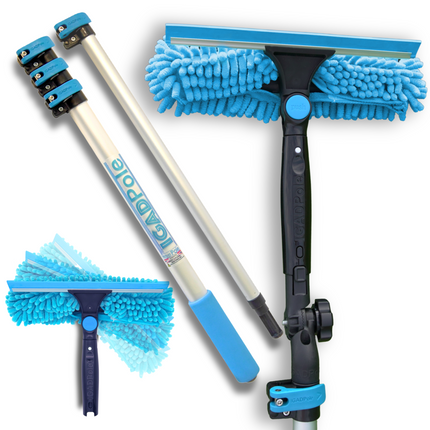 2m (6.6ft) IGADPole Window Cleaning Kit, Extension Pole and 10 inch (25cm) Squeegee