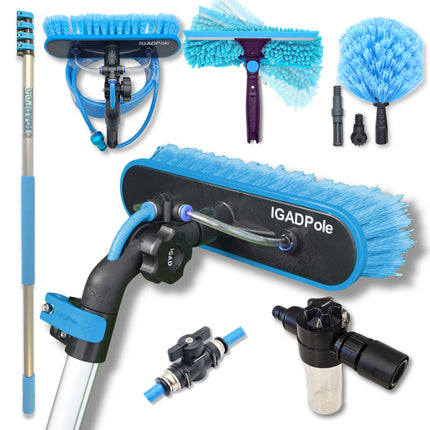 5m (17ft) Washing Kit: Water-fed Brush, Cobweb Duster, 25cm Squeegee and Soap Dispenser