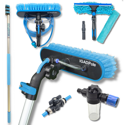 IGADPole 12ft (3.6m) Washing Kit: Water-fed Brush, Soap Dispenser and hose tap