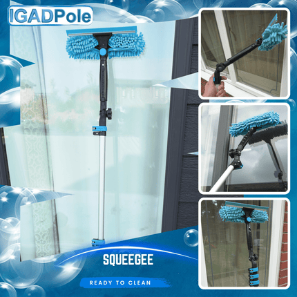 6m (20ft) IGADPole Window Cleaning Kit, Extension Pole and 10 inch (25cm) Squeegee