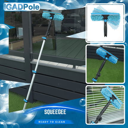 3.6m (12ft) IGADPole Window Cleaning Kit, Extension Pole and 10 inch (25cm) Squeegee