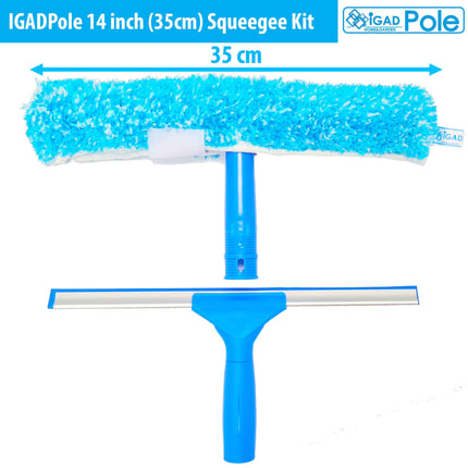 IGADPole 14 inch(35cm) Professional Window Cleaning Set - Squeegee & Microfiber Window Scrubber