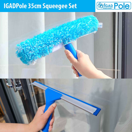 IGADPole 14 inch(35cm) Professional Window Cleaning Set - Squeegee & Microfiber Window Scrubber