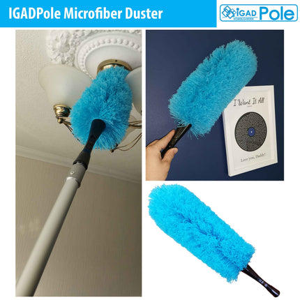 IGADPole Extension Pole with Microfiber Feather Duster, Cobweb Duster, Chenille Duster and Cleaning Cloths Set